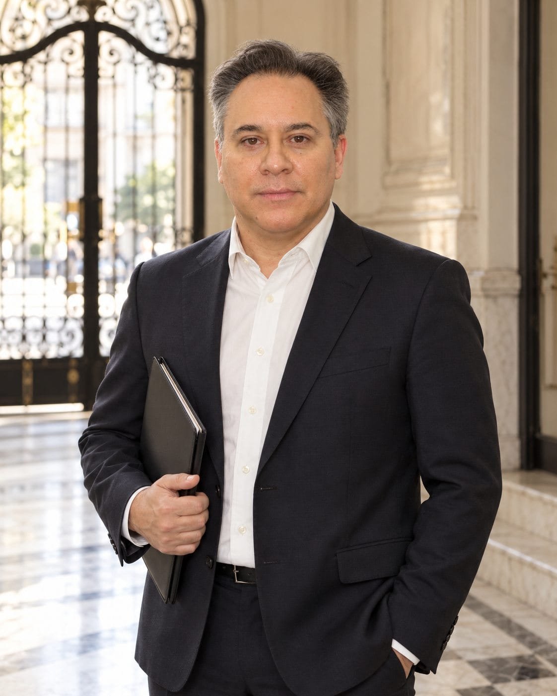 Pablo Martín Alvarado en el hall de un edificio